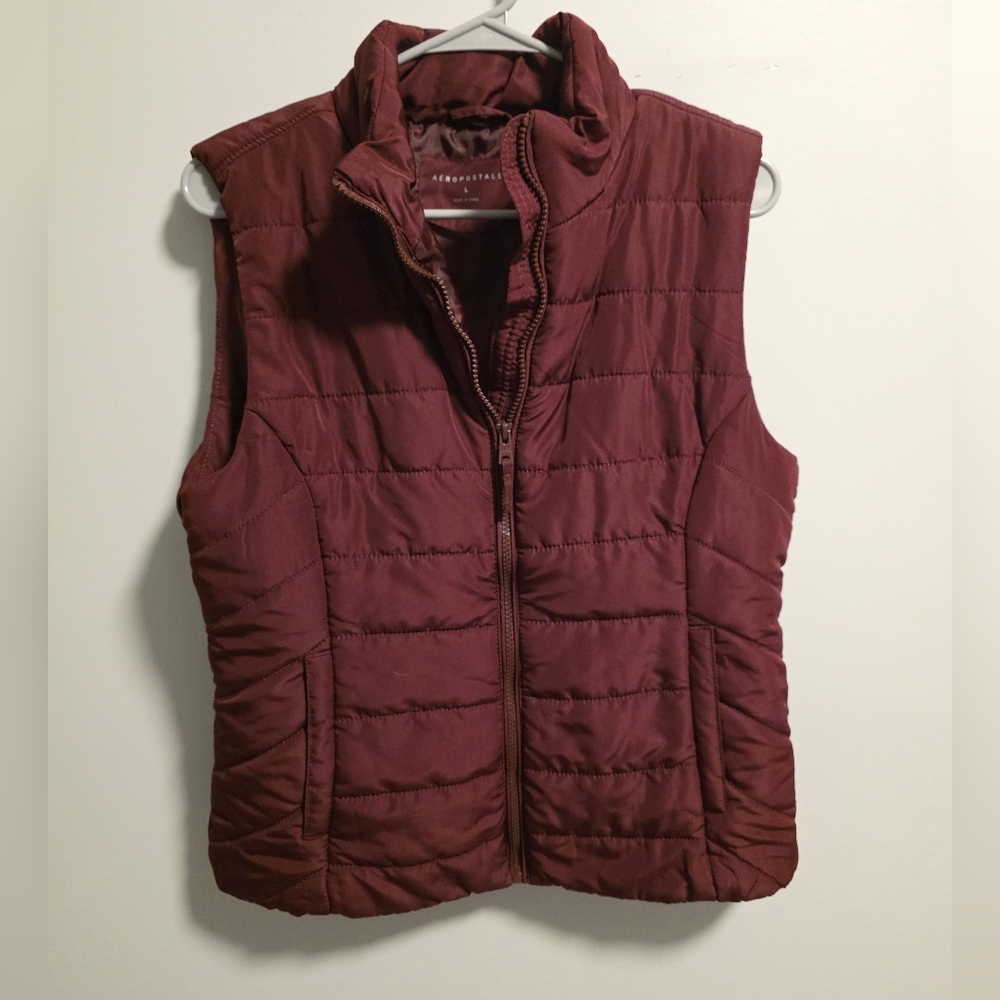 Aeropostale Maroon Quilted Vest